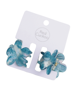 HH0932 Flower Hair Claws Blue Marble Pair