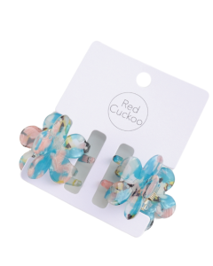 HH0940 Flower Hair Claws Turquoise Pair