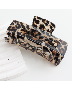 HH0981 Rectangle Hair Claw Beige Leopard