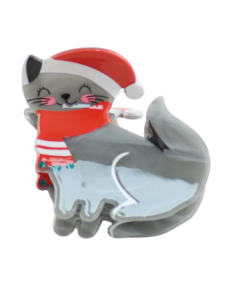 HH1019 Xmas Grey Cat Hair Claw Clip