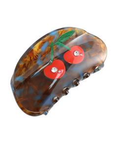 HH1087 Cherries Hair Claw Clip Brown