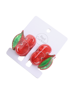 HH1092 Cherries Hair Claw Clips Twin Pack Red