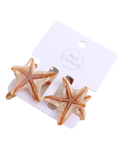 HH1100 Starfish Hair Claw Clips Twin Pack Brown