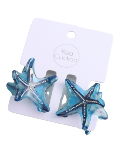 HH1101 Starfish Hair Claw Clips Twin Pack Blue