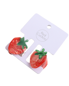 HH1108 Strawberry Hair Claw Clips Twin Pack Red