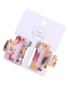 HH1192 Mini Rectangle Hair Claw Clips Twin Pack Multi