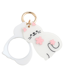 HH1201 White Cat Mirror Keyring