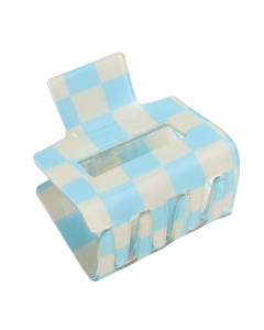 HH1228 Mini Square Hair Claw Clip Blue Checks