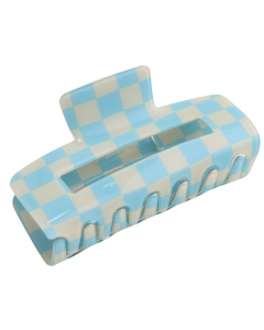 HH1229 Rectangle Hair Claw Clip Blue Checks