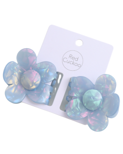 HH1244 Little Flower Hair Claw Clips Twin Pack Blue