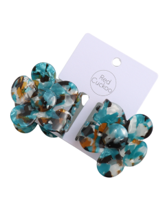 HH1246 Little Flower Hair Claw Clips Twin Pack Teal