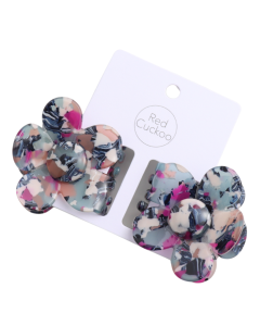 HH1247 Little Flower Hair Claw Clips Twin Pack Blue
