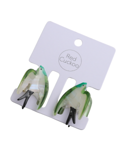 HH1263 Mini Swallow Hair Claw Clips Twin Pack Green