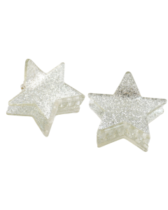 HH1270 Star Hair Claw Clips Twin Pack Silver