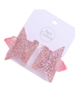 HH1271 Star Hair Claw Clips Twin Pack Pink