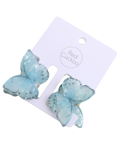 HH1272 Mini Butterflies Hair Claw Clips Twin Pack Blue