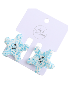 HH1281 Mini Starfish Hair Claw Clips Twin Pack Blue