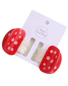 HH1296 Mini Mushroom Hair Claw Clips Twin Pack Red