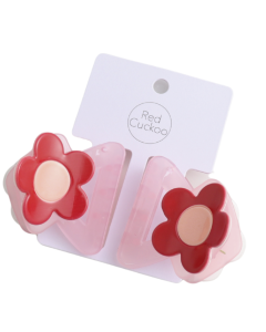 HH1303 Flower Hair Claw Clips Twin Pack Pink