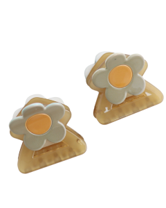 HH1304 Flower Hair Claw Clips Twin Pack Yellow