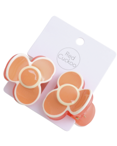 HH1309 Flower Hair Claw Clips Twin Pack Orange