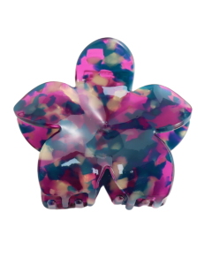 HH1343 Flower Hair Claw Clip Fuchsia Navy