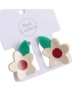 HH1370 Mini Flower Hair Claw Clips Twin Pack Cream