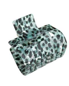 HH1381 Square Hair Claw Clip Leopard Print Mint