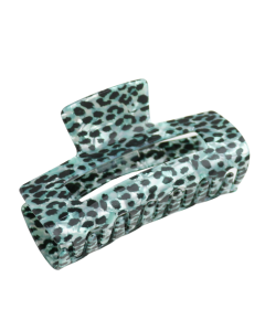 HH1390 Rectangle Hair Claw Clip Leopard Print Mint