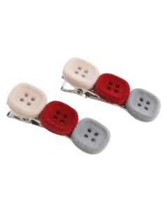 HH1411 Buttons Hair Clips Twin Pack Grey