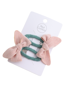 HH1418 Bow Hair Clips Twin Pack Pink