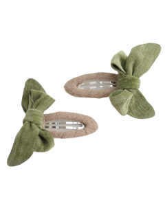 HH1420 Bow Hair Clips Twin Pack Green