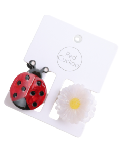 HH1477 Ladybug And Flower Hair Claw Clips Pack