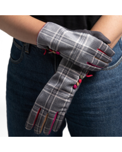 C001 Red Cuckoo Multi Button Check Gloves