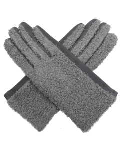 C008 Red Cuckoo Curly Faux Fur Gloves