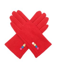 C018 Red Cuckoo Multi Buttons Gloves