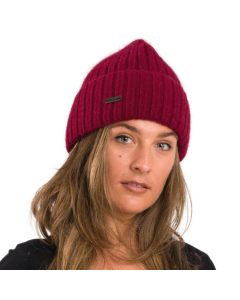 D007 Red Cuckoo Ribbed Hat