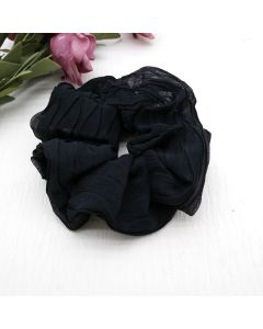HA1019 Black Crinkled Scrunchie