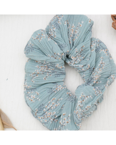 HA1022 Blue Floral Scrunchie