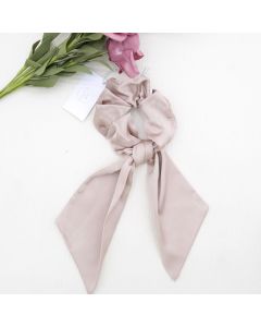 HA1027 Beige Bow Scrunchie 