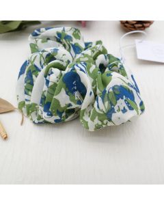 HA1037 Green Ink Floral Scrunchie