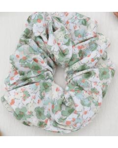 HA1043 Apple Green Flowers Scrunchie