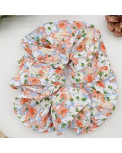 HA1044 Orange Disty Flowers Scrunchie