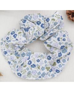 HA1047 Blue Disty Flowers Scrunchie