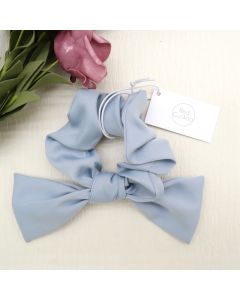 HA1049 Blue Bow Scrunchie