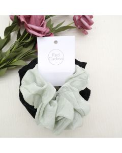 HB1004 Scrunchies Black Mint Pack Of 2