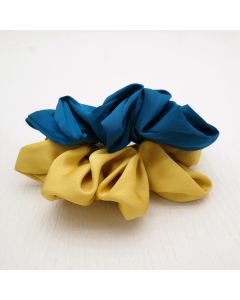 HB1009 Satin Scrunchies Yellow And Teal