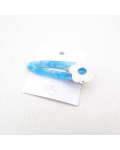 HC1093 Flower Cream & Blue Hair Clip