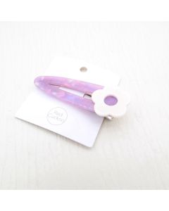 HC1094 Flower Cream & Purple Hair Clip
