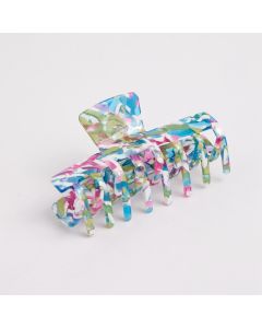 HC1257 Rectangle Blue White Hair Claw